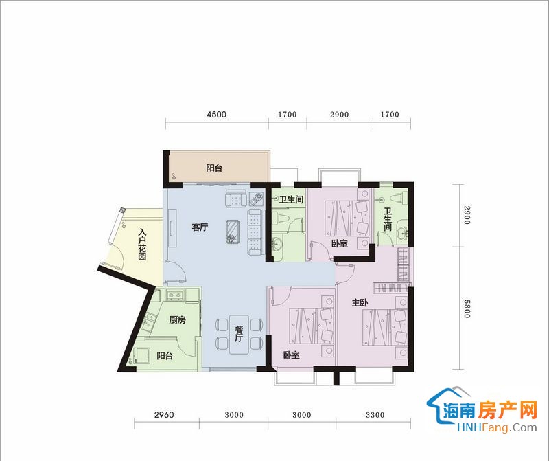 德信滨江绿都d1户型图3室2厅2卫1厨 124.27㎡