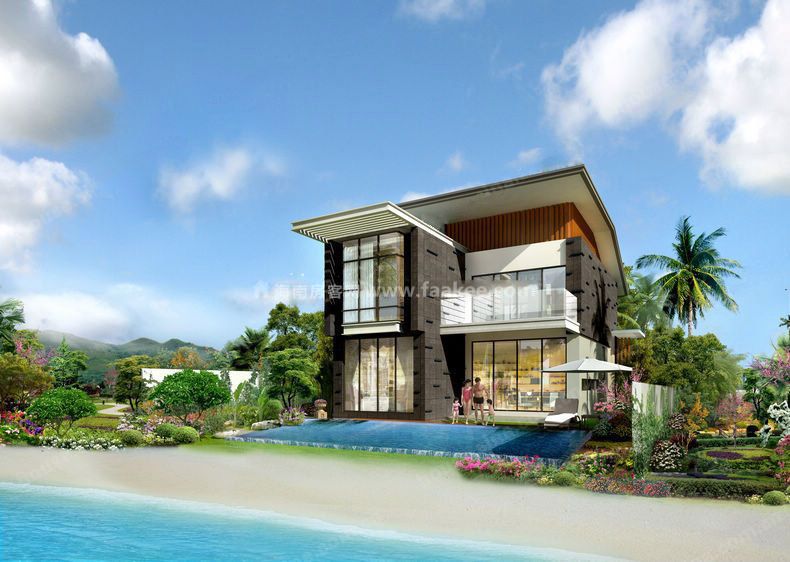 陵水合景汀澜海岸目前独栋海景别墅在售 三房户型 总价1100-2000万/栋