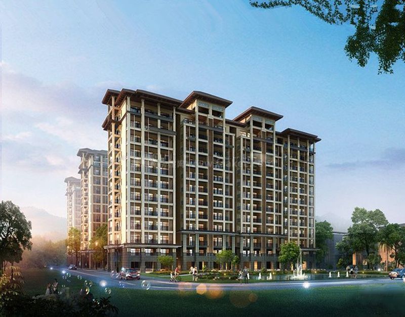 由三栋12层度假公寓(首层为架空层),82套低层度假住宅,一栋会所及社区