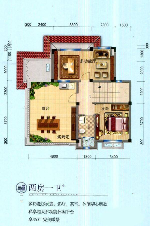 bj240別墅戶型三層平面圖 5室2廳4衛 建面240平米