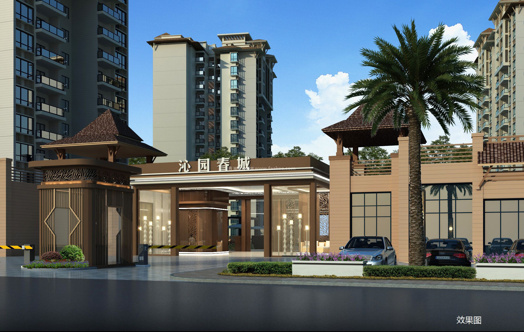 沁园春城小区入口效果图