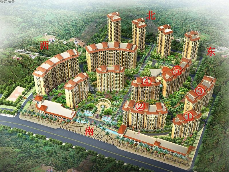 定安粤泰香江丽景在售建筑面积约56平米1居户型,均价约7200元/㎡