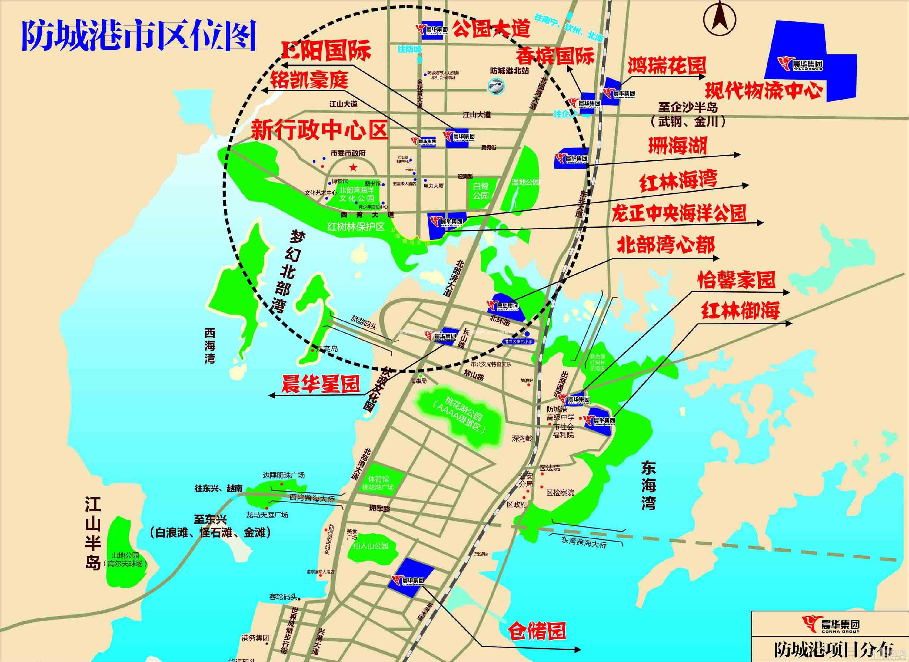 北部湾防城港地图图片