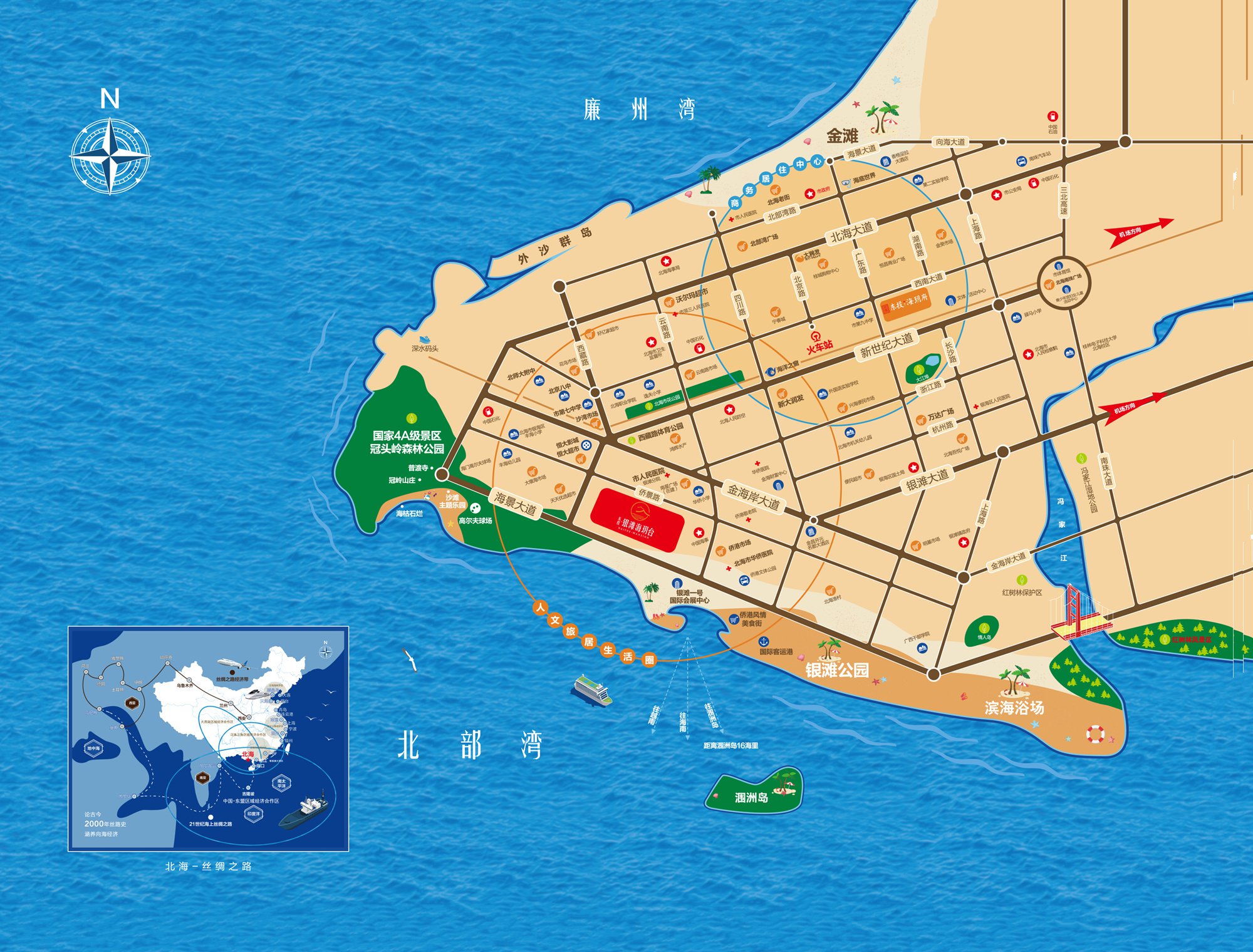 北纬21的银滩海岸线伴海而居东投海玥台